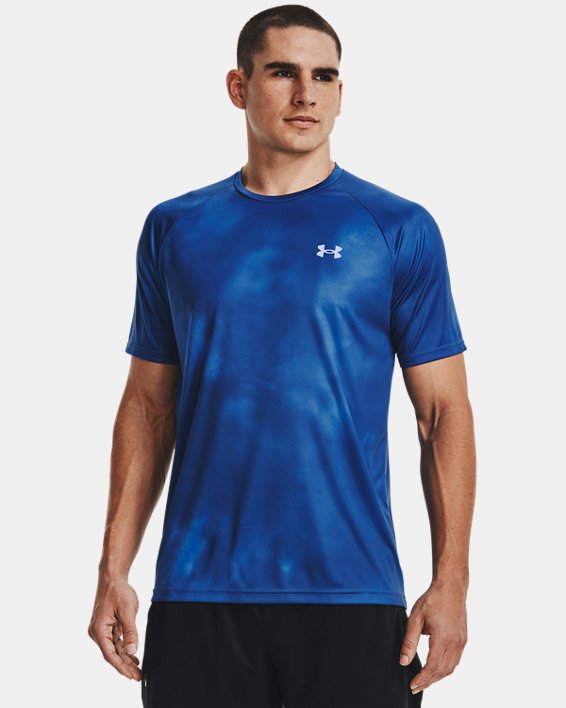 Men's UA Velocity Printed Short Sleeve, Blue, pdpMainDesktop image number 0